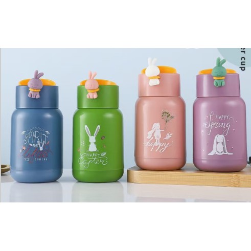 Bình nước thỏ dán nổi BN8 chai nước mickey cute dễ thương thuỷ tinh