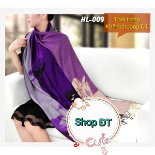  Khăn choàng Pashmina Hoa ly tím cao cấp