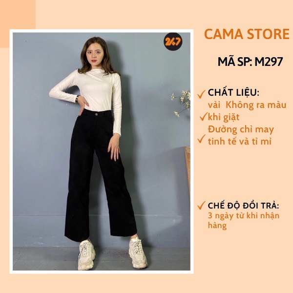 Quần kaki nữ ống rộng suông lưng cao cạp chun bigsize unisex CAMA STORE KK01