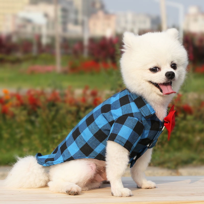 Áo Vest Kẻ Sọc Đính Nơ Kiểu Pháp Dễ Thương Cho Thú Cưng