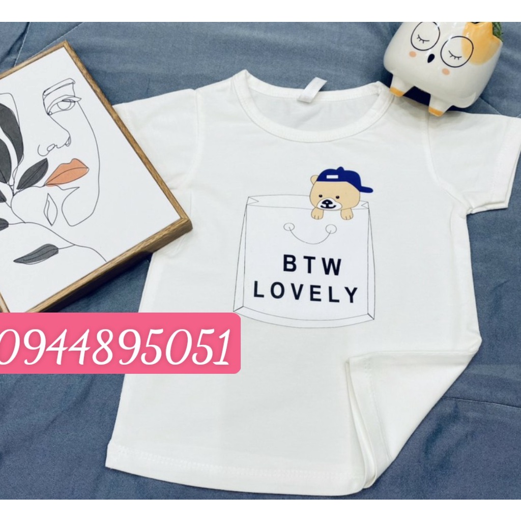 Áo thun cotton 4c bé trai hình gấu ngộ nghĩnh, vải mát thấm hút mồ hôi, hình thật. Familystore