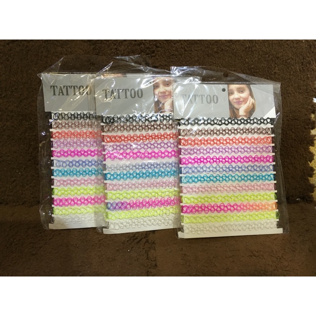 Bộ 12 vòng cổ tattoo choker pastel cực xinh