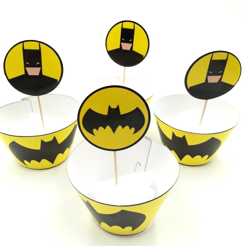 Set 24 Phụ Kiện Trang Trí Bánh Cupcake Hình Batman