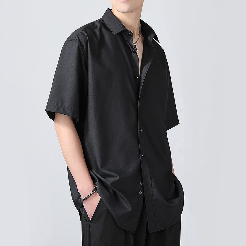 Áo Sơ Mi Nam Tay Ngắn Unisex form Rộng Vải Kate Thoáng Mát QTSM02 | BigBuy360 - bigbuy360.vn