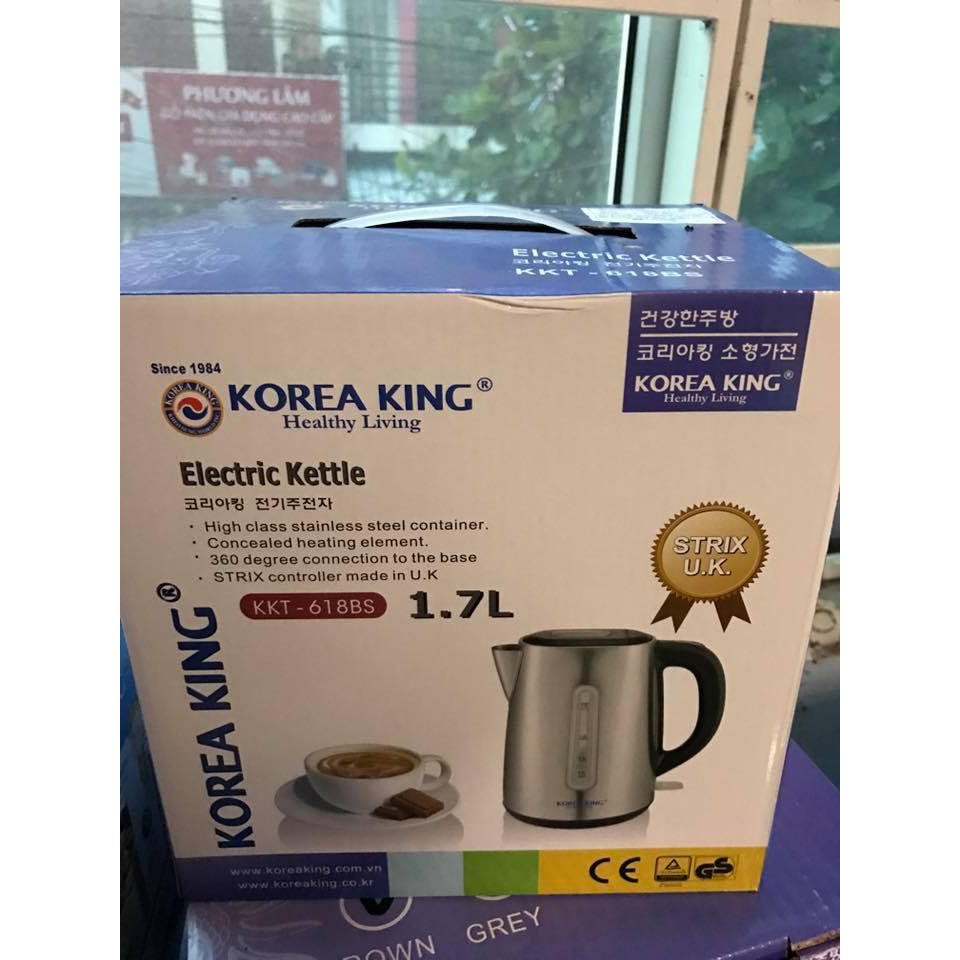 Bình siêu tốc Korea King KKT-618BS 1,7 1850W Bạc - Bảo hành 1 năm