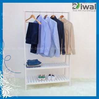 Giá kệ gỗ treo quần áo chữ a 2 tầng màu trắng