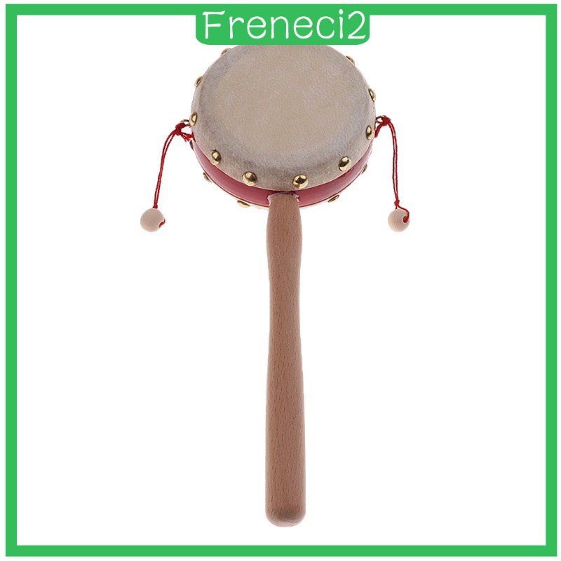 [FRENECI2] Wooden Pellet Drum Rattle Practice Kids Musicality Percussion Toy Green