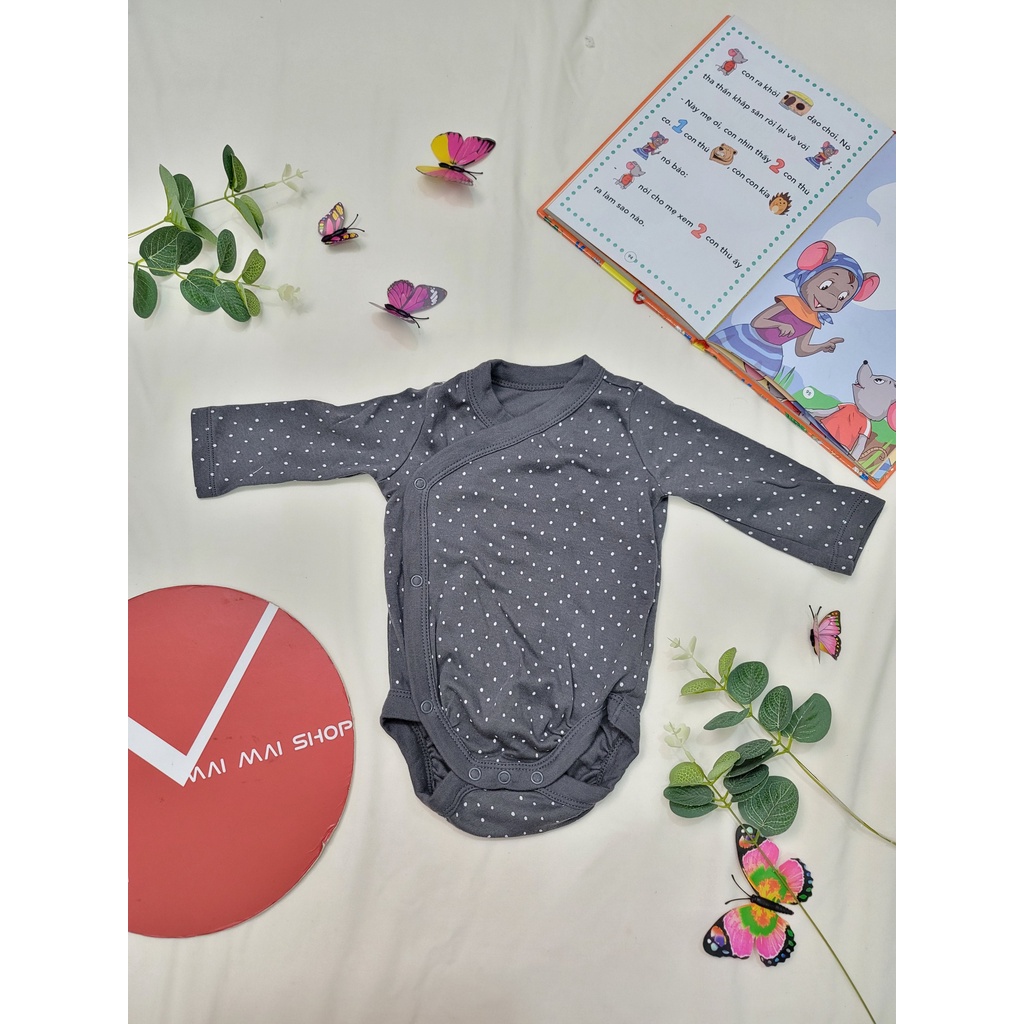 Body chip dài tay vạt chéo cho trẻ 0-24tháng, Bộ đồ liền thân, Áo liền thân, bodysuit cotton mát cho bé
