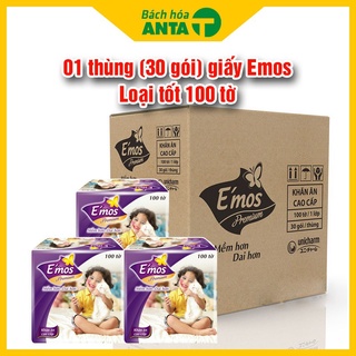 1 thùng 30 gói giấy ăn E'mos 100 tờ size 330mmx330mm