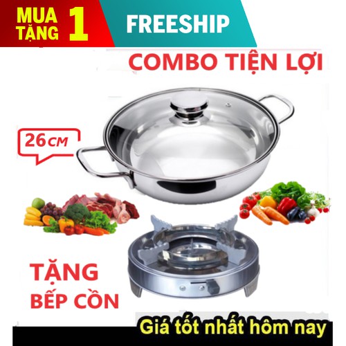 NỒI LẨU INOX NẮP KÍNH SIZE 26CM CÓ TAY CẦM CÁCH NHIỆT - ĐƯỢC XEM HÀNG - SADSAD