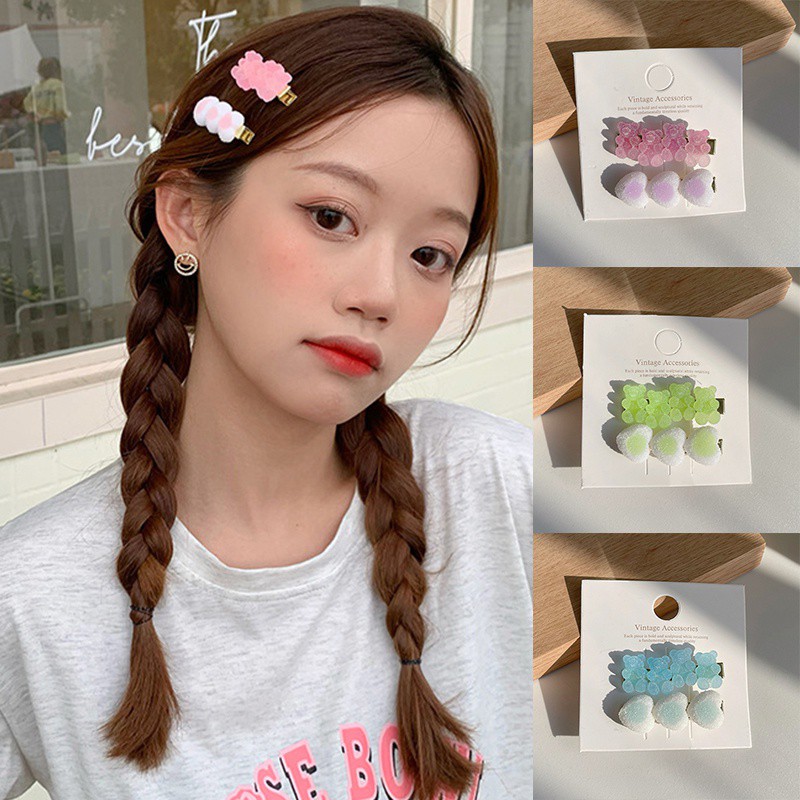 Kẹp Tóc Hình Gấu Hoạt Hình Dễ Thương Cho Bé Gái