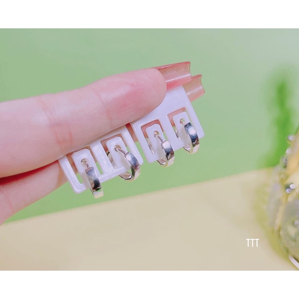 Bông tai nữ - Bông bấm nam ,nữ - bé bạc ta khóa trong đeo không vướng tai