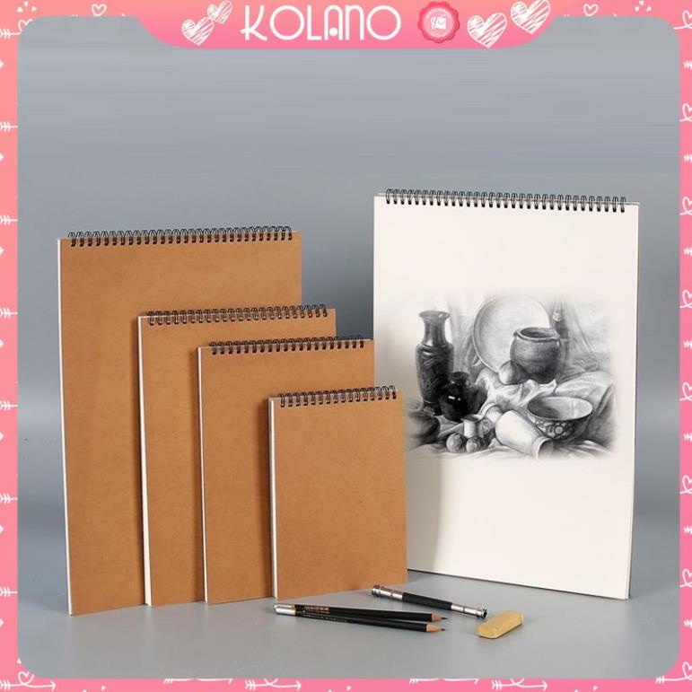 Sketchbook KOLANO sổ vẽ phác thảo, ký họa 100 trang A4, A5 gáy xoắn bìa cứng trơn 160g SN-001372