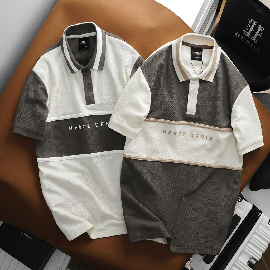 Áo polo, áo thun có cổ phối màu choco Heboz 2M logo in cao - 00001537