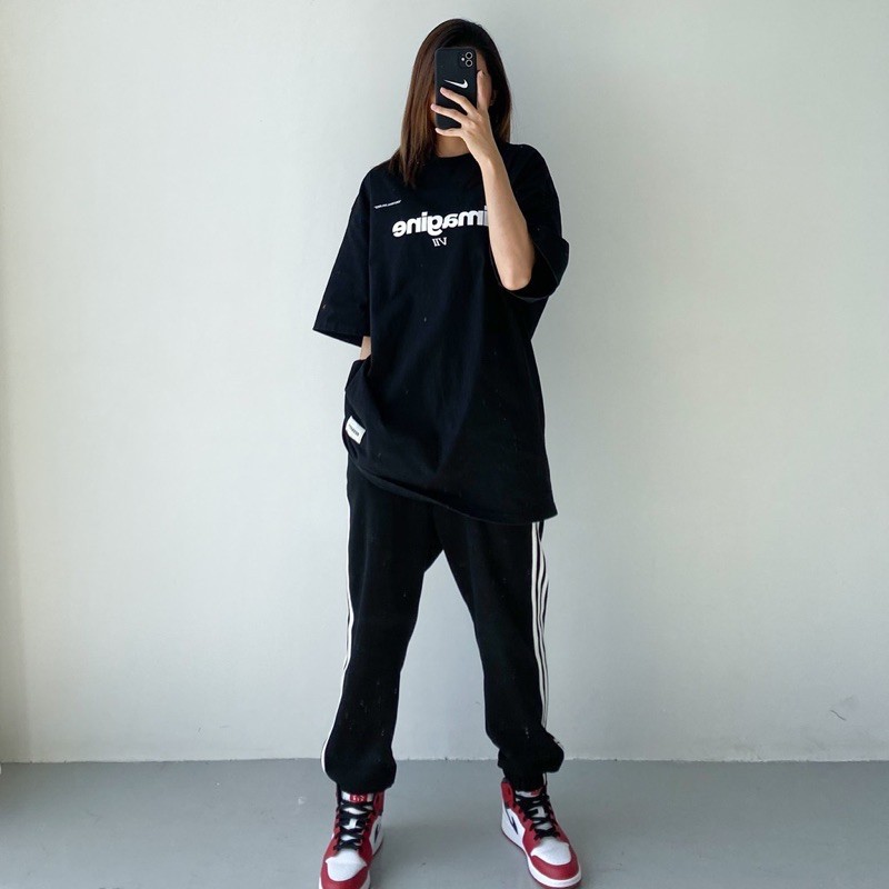 Áo thun tay lỡ Nam Nữ Unisex cổ tròn - áo phông nam ngắn tay in chữ Imagine VII