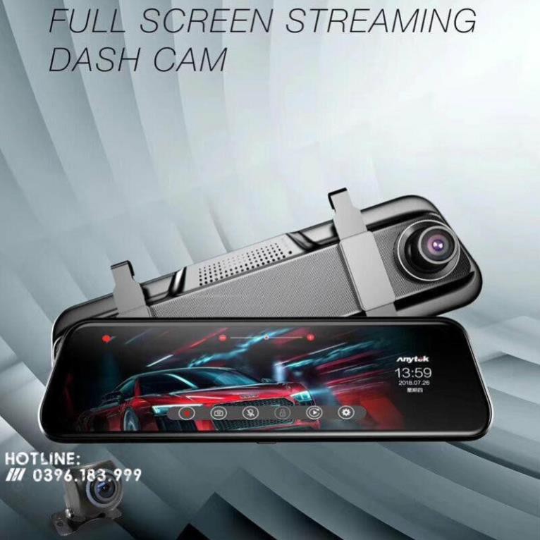 CAMERA HÀNH TRÌNH GƯƠNG 10 INC ANYTEK T12 SIÊU NÉT FULLHD/GPS/ADAS KÈM CAMERA LÙI ver 2020