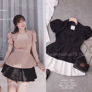 Áo peplum tay xếp bigsize