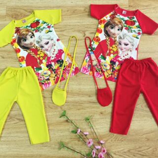 Bộ áo dài bé gái elsa