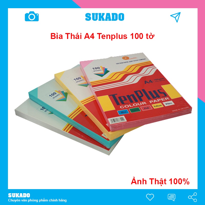 Bìa thái A4 cứng TenPlus 160gsm xấp100 tờ SUKADO BIAT02