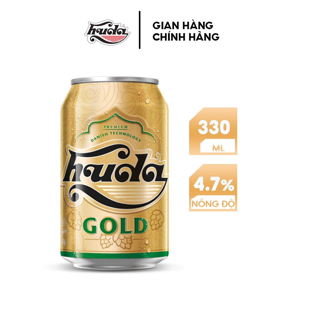 [Mã BMBAU50 giảm 7% đơn 99K] Lốc 6 lon bia Huda Gold 330ml/lon