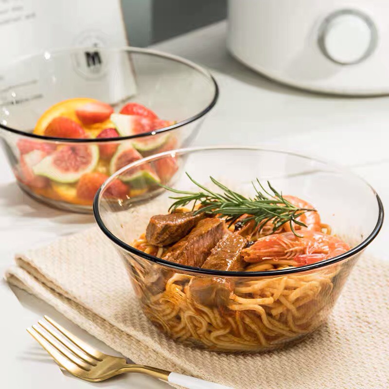 Bát thủy tinh màu hổ phách đẹp trộn salad,ăn cơm,ăn chè,decor.Tô thủy tinh đựng canh ,ăn mì có nắp