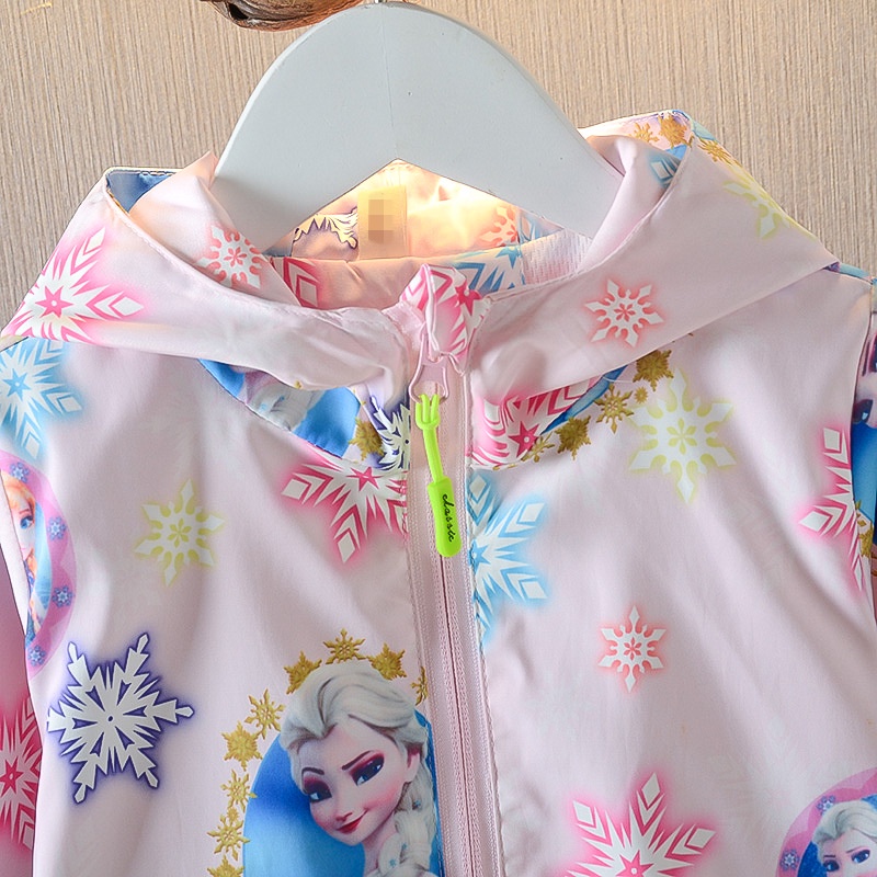 Áo khoác thể thao tay dài in hình công chúa Elsa cho bé gái