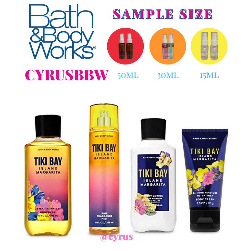 Bộ Sản Phẩm Mist Xịt Toàn Thân, Gel Tắm, Lotion Tiki Bay Bath &amp; Body Works Từ Mỹ