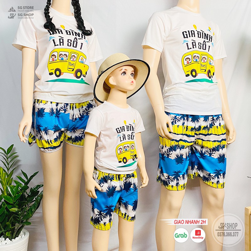 Quần đi biển nam nữ Quần short gia đình hội nhóm đi biển Vải gió mềm mịn nhanh khô QDB22