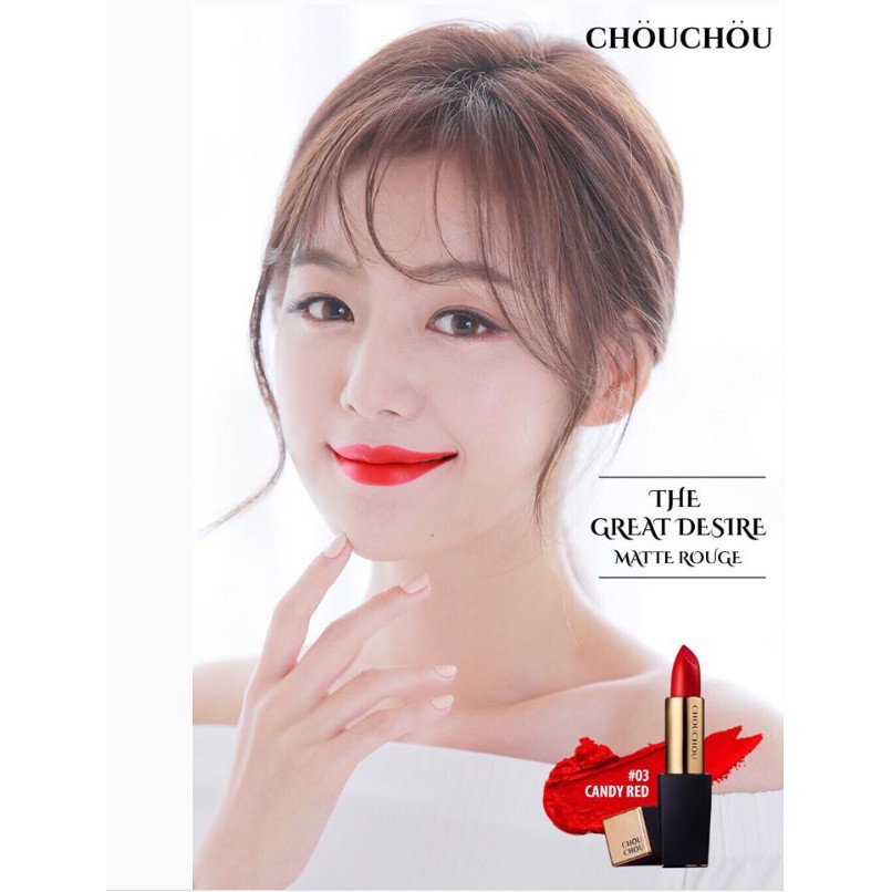 FREESHIP 50K Son Thỏi - Son Lì Chou Chou The Great Desire Matte Rouge Hàn Quốc 3.5g