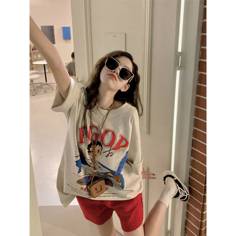 Áo Thun Tay Ngắn Dáng Rộng Thiết Kế Mới Thời Trang Theo Phong Cách Hàn Quốc