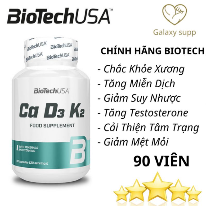 Viên Uống Bổ Sung Canxi Ca D3 K2 BiotechUSA Hộp 90 Viên
