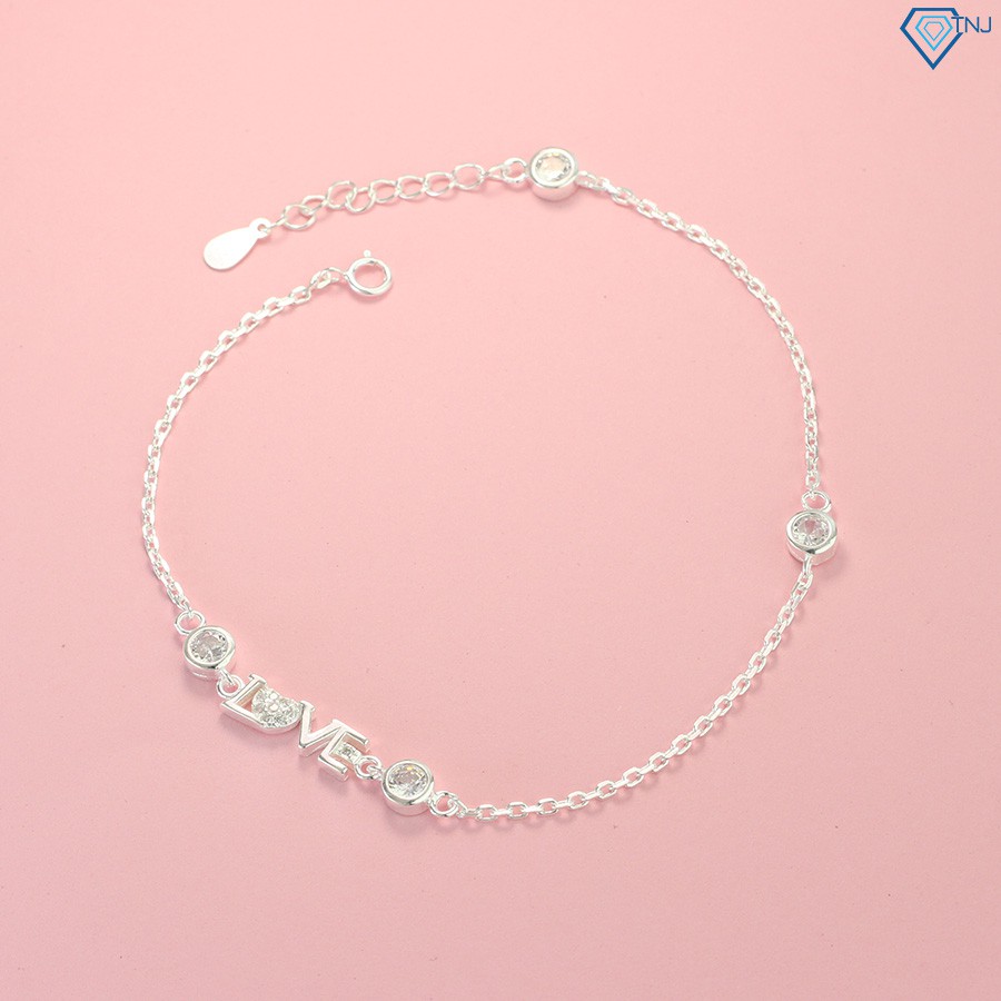 Lắc chân bạc nữ đẹp chữ Love đính đá LCN0057 - Trang Sức TNJ