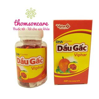 Viên uống Dầu gấc DHA Viphar - bổ sung vitamin A, cải thiện thị lực, giúp làm đẹp da - Lọ 100 viên