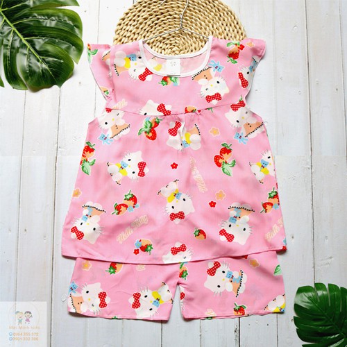 { Chỉ BÁN SỈ } Bộ tole bé gái in mèo dâu cao cấp
