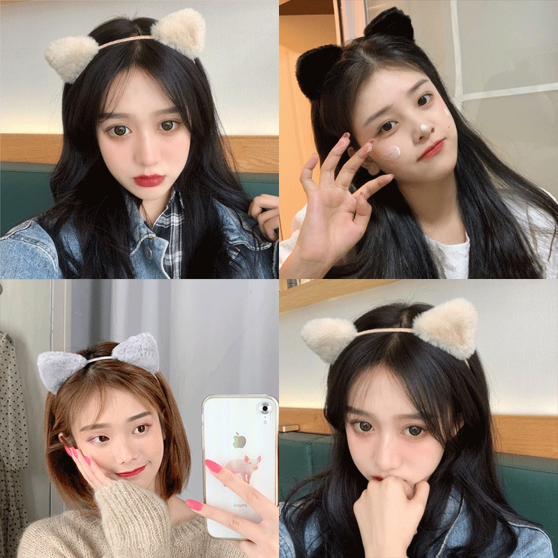 Băng đô cài tóc hình tai mèo xinh xắn đáng yêu phong cách Hàn Quốc