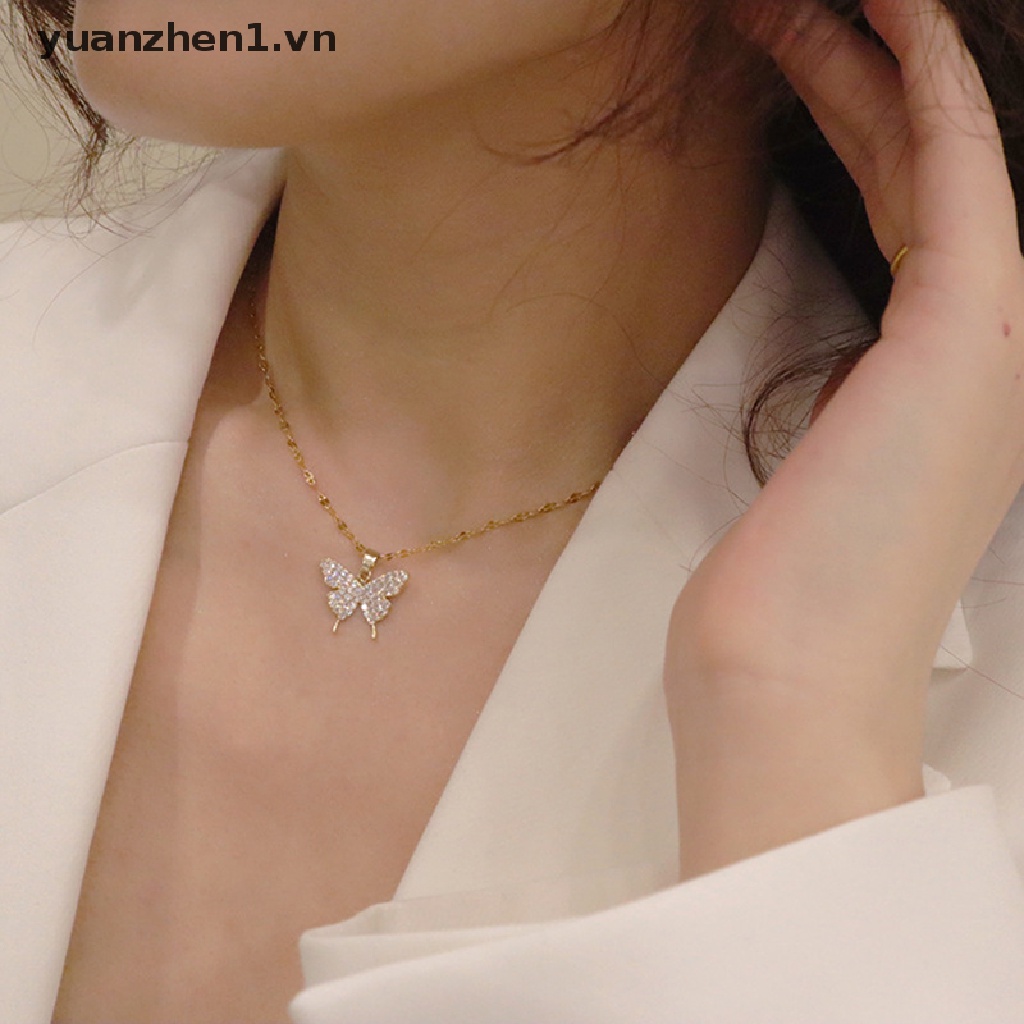 Vòng cổ mặt hình bướm đính đá thời trang cho nữ