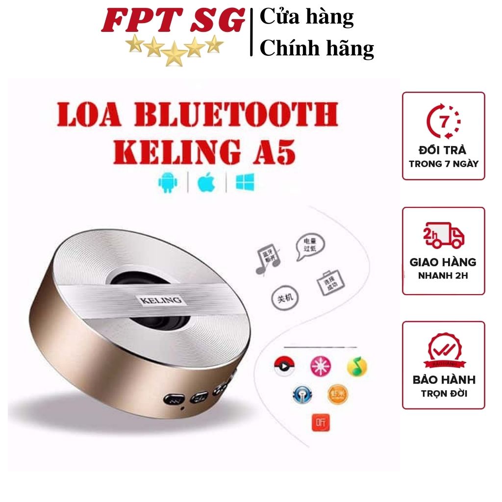 Loa nghe nhạc bluetooth KELING A5,Loa di động cực chất Kiểu dáng nhỏ gọn, tinh tế, vỏ bằng chất liệu kim loại sang trọng