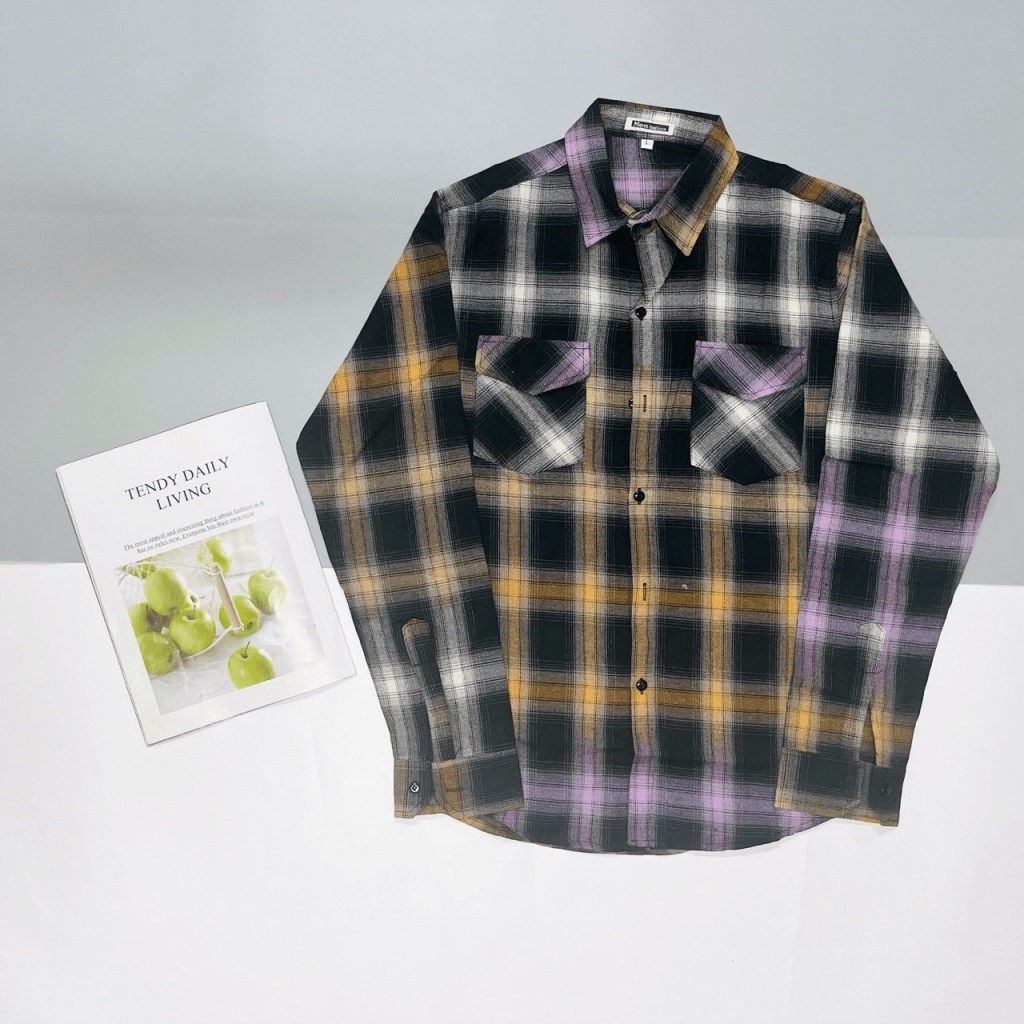 MẪU HOT Áo Sơ Mi Caro Nam Nắp Túi Tay Dài Trơn Vải Cotton Dày Dặn Hàng XỊn Y HÌnh Shop Tự CHụp HK