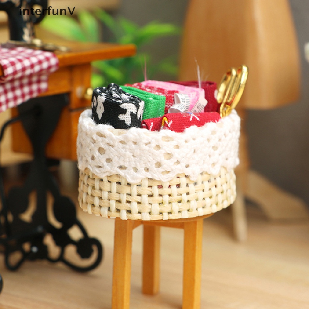 [InterfunV] Bộ Dụng Cụ May Vá Thủ Công Tỉ Lệ 1: 12 Trang Trí Nhà Búp Bê