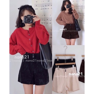 Quần short nhung cạp chun 2 cúc