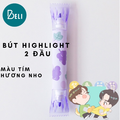 Bút highlight pastel 2 đầu BELI, bút đánh dấu hương trái cây