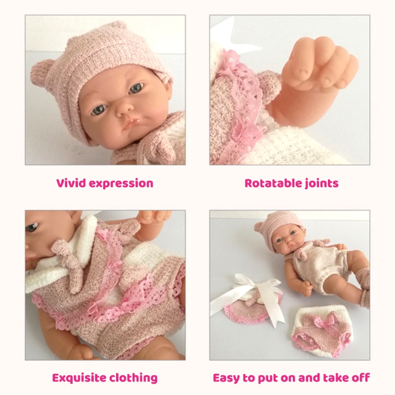 Búp Bê Bé Gái Sơ Sinh 10 Inch Mềm Mại Tương Tác Với Mắt Thật Trang Trí