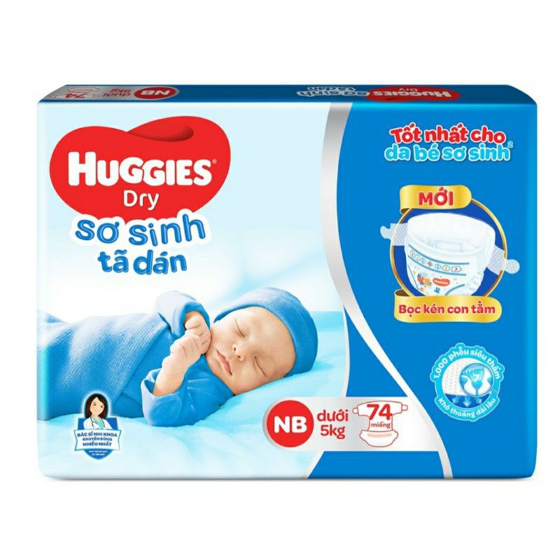 Tã dán sơ sinh Huggies Nb58+2/NB74, S56/S88 mới