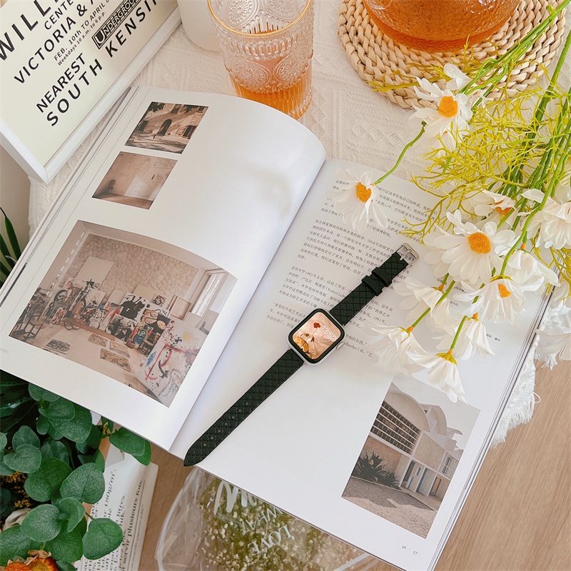 Dây Đeo Đồng Hồ Bằng Da Sang Trọng Cho Smart Watch Series 7 6 SE 5 4 3 2 1 41mm 45mm 40mm 44mm 42mm