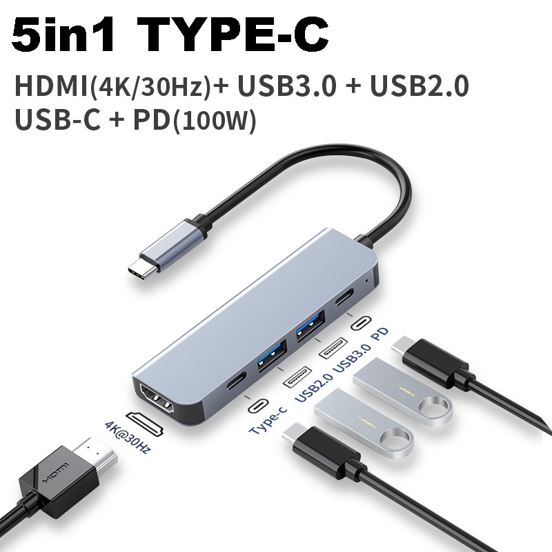 Hub Chia Cổng USB 3.0 2.0 4K HDMI PD Cho Macbook Pro / Air iPad XPS Surface