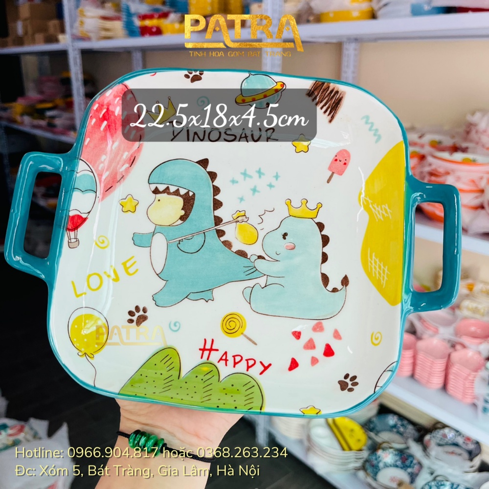 Bộ bát đĩa sứ hình khủng long siêu dễ thương cho bé - chén đĩa cute cho cả gia đình