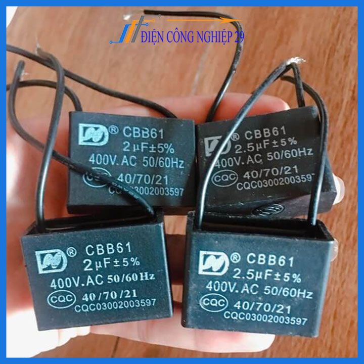 Tụ quạt 450V.AC 1uf-1,5uf -2uf-2,2uf-2,5uf-3uf-4uf-5uf thay thế cho quạt mo tơ động cơ