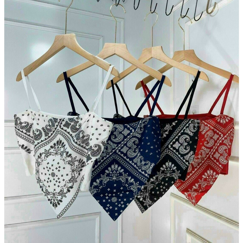 Áo Hai Dây Borip Kiểu Tam Giác In Hình Thổ Cẩm Thích Hợp Đi Biển Thời Trang TTKXA0168