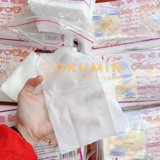 Khăn giấy khô đa năng cho bé Baby Hiền Trang thấm hút tốt lau mặt tiện dụng mini DOKUMIN KTBH1513