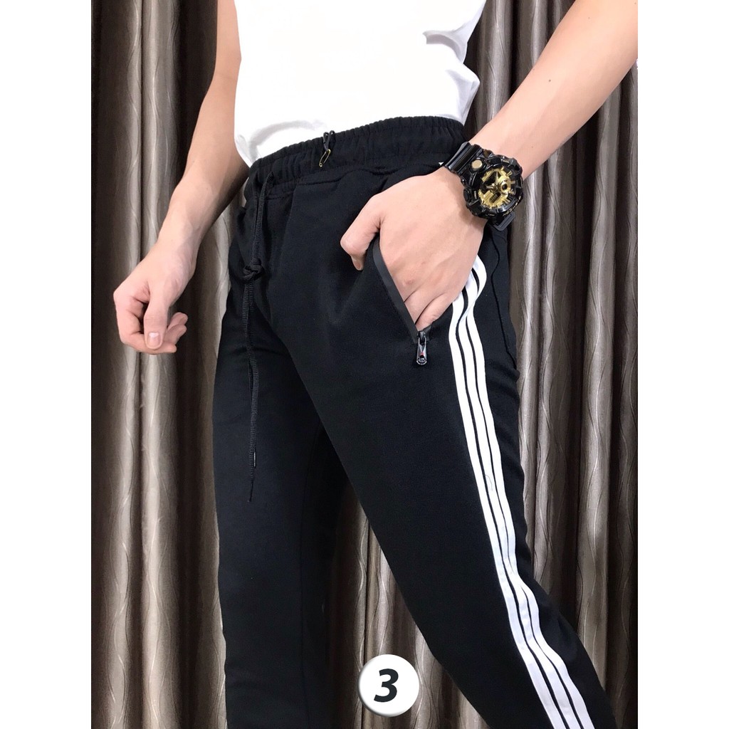 Quần jogger thun kẻ sọc ống quần